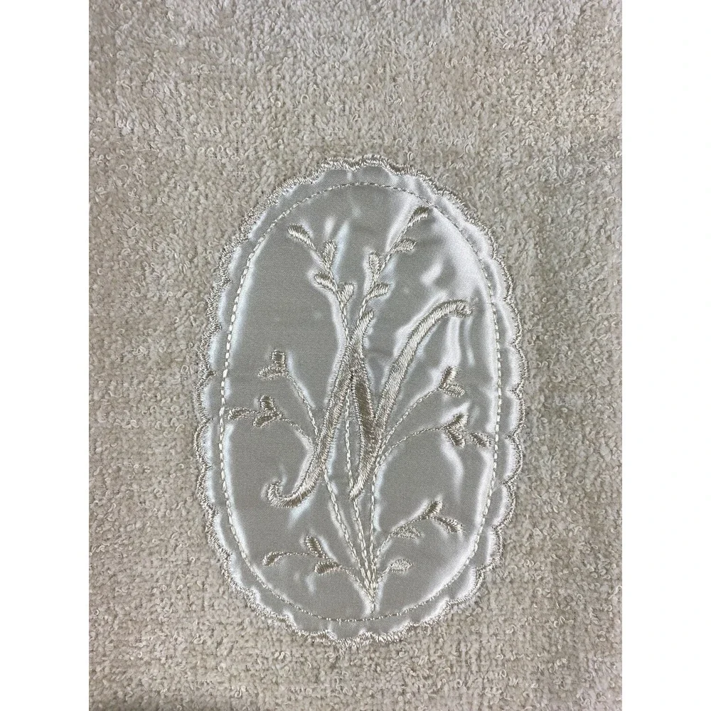 VTG Cannon 4pc Set Bath Towel Hand Wash Cloth Embroidered Floral Monogram‎ 